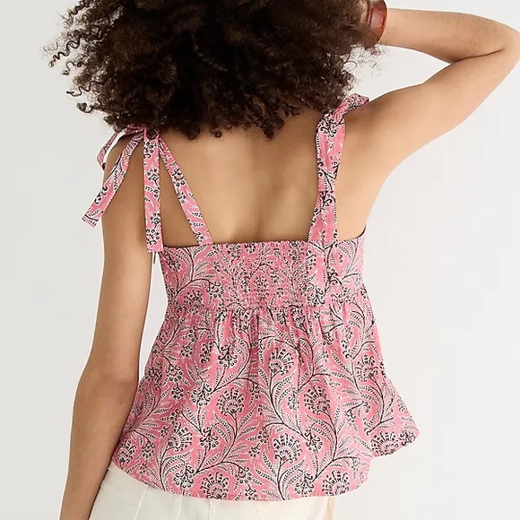 J CREW RATTI BOHO SHOULDER TIE TANK TOP CORAL VINES NWT SZ 6 - Picture 3 of 3